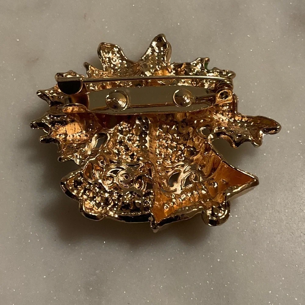 Christmas Bells Gold Toned Broach